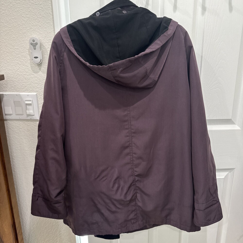 Tudor Court By Haband Windbreaker Rain Coat Hooded Removable Liner Women’s XL - Picture 3 of 7